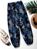 Womens Baggy Plant Print Joggers - Comfortable Casual Pants with Elastic Waistband - Adjustable & Fashionable - A Versatile Wardrobe Staple for All Seasons