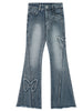 Vintage-Inspired High-Waist Flare Jeans for Women - Stretchy Cotton Blend with Butterfly Embroidery, Perfect for Spring/Fall