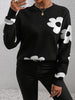 Floral Pattern Crew Neck Sweater, Casual Long Sleeve Sweater For Fall & Winter, Women's Clothing