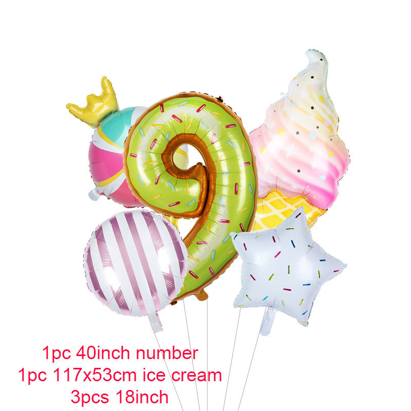 Donut Party Kit Paper Cups Plate Napkins Ice Cream Balloon