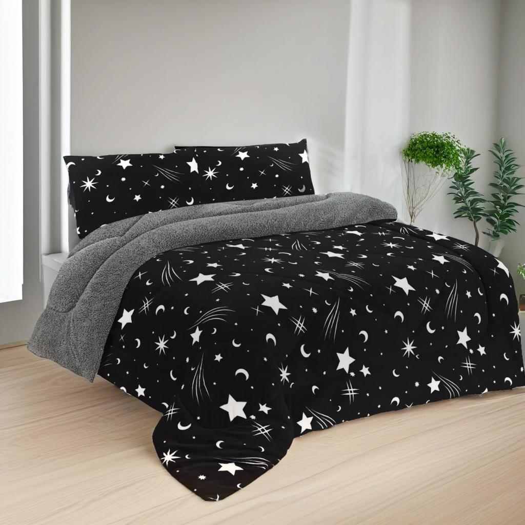 Starry Night Queen Comforter Set - 3-Piece Soft Microfiber Bedding with Celestial Print, Ideal for Modern Bedroom Decor