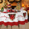 Christmas tablecloth - Festive Christmas Tablecloth - Red Poinsettia and Holly Design - Deck the Halls in Style