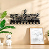 Iron Music Note Wall Storage Rack with Hooks – 1pc Multifunctional Organizer for Keys and Coats, Black, Decorative Home Accessory