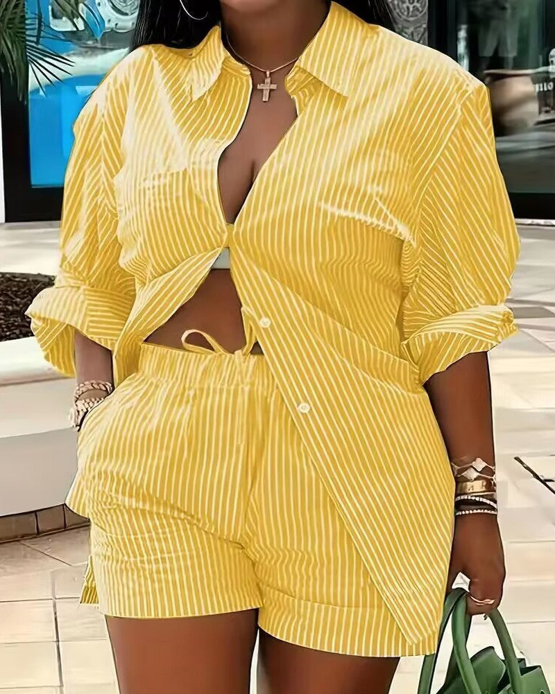 Women's Lace Up Printed Shorts Suit