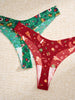 5-Pack Festive Christmas Print Seamless Thongs for Women, Polyamide Knit Fabric, Festive Holiday Underwear