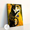 1pc, Framed, Black Cat Wall Art, Animal Paintings Poster Prints, Bedroom Canvas Decoration, Farmhouse Decor, 30*40cm (12*16in), Ready To Hang
