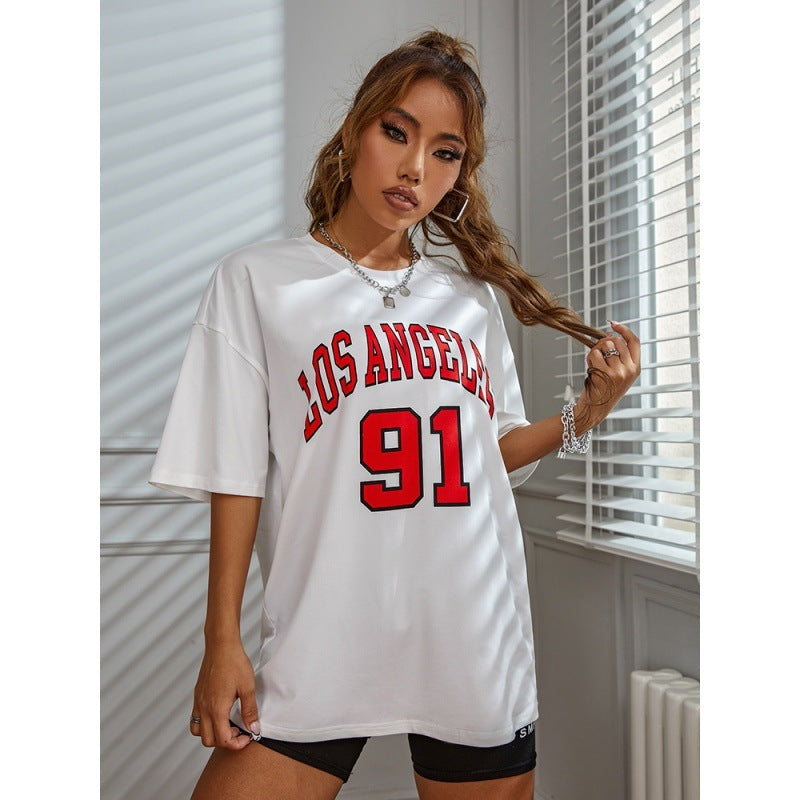 Los Angeles 91st Street Stadt Gedruckt T-shirt Weibliche C Su Antigen