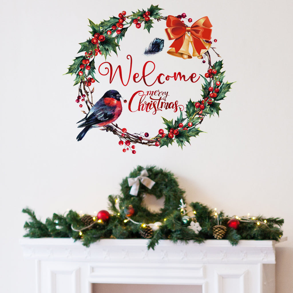 Christmas Wreath Backgrund Wall Decoration Stickers