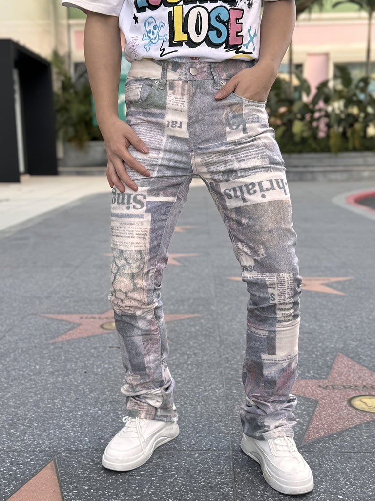Men's Fashion Stretch Jeans, Fashion Digital Printing