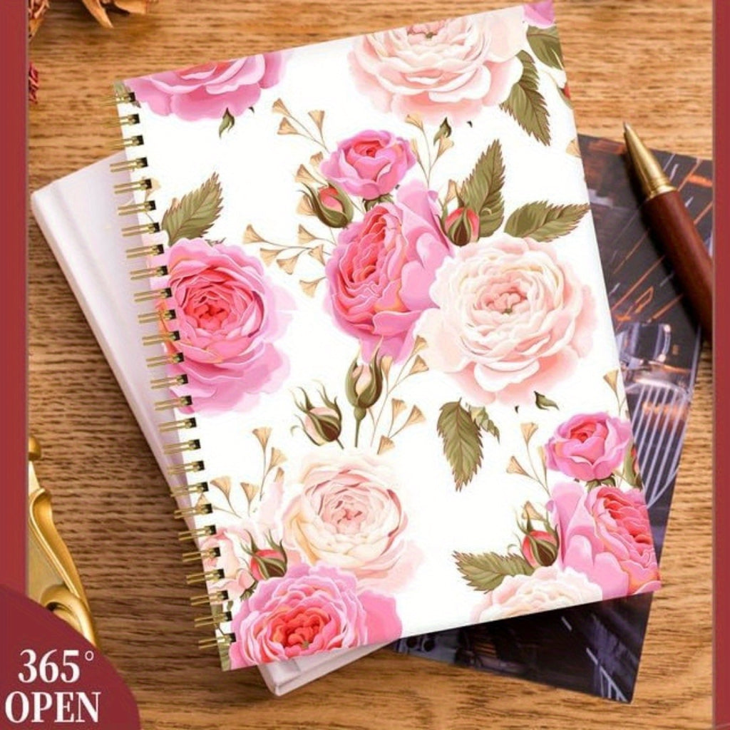 Floral Rose Spiral Journal for Women - Premium Thick Paper, College Ruled Notebook, Ideal for School, Office & Home Gifts, 5.5x8.3 inches