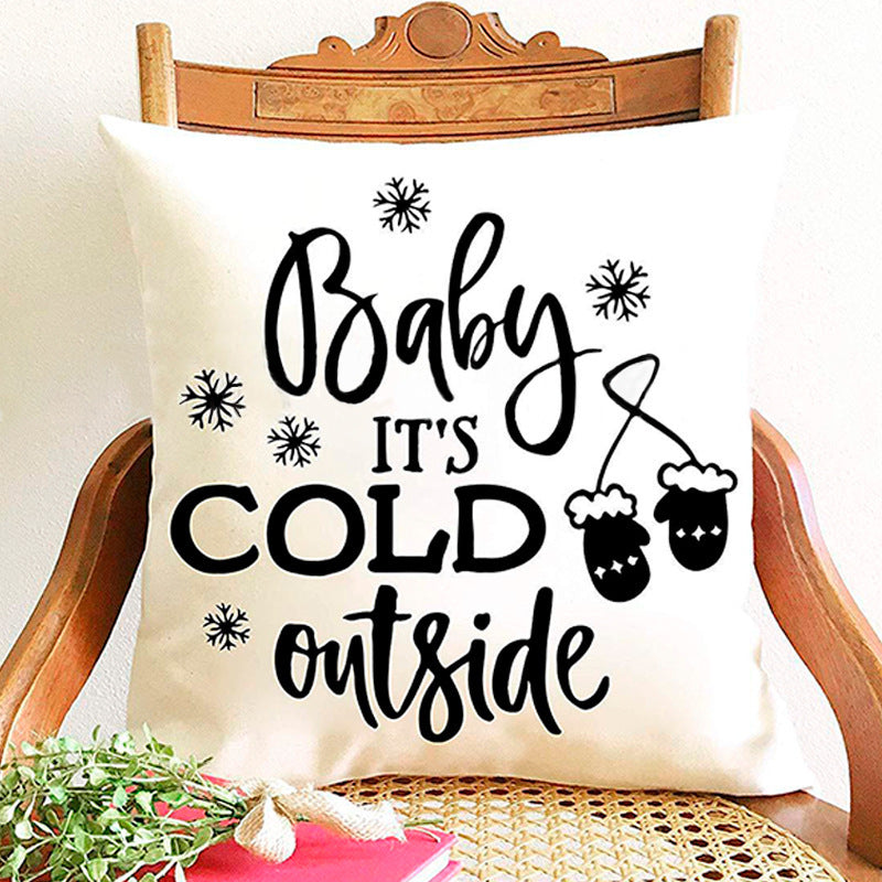 Christmas Pillow Cover Cartoon Letter Print Cushion Cover Office Sofas Pillow Cover