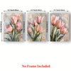 Tulip Canvas Wall Art Print Set of 3 – Frameless Elegant Floral Paintings for Living Room, Bedroom, Hallway – Modern Light Luxury Style Decor – Unframed Triptych Artwork – 16x24 Inches Each