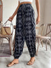 Tribal Print Fitted Bottom Joggers, Casual High Waist Pants For Spring & Summer, Women's Clothing