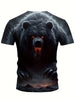 Dark Giant Bear 3D Printed Short-sleeved T-shirt - Fiery Red Eyes, Domineering And Shocking.