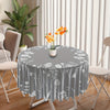 Floral Pattern Round Tablecloth 63 Inch - Polyester Machine Woven, Water-Resistant Table Cover for Kitchen, Dining, Picnic - Elegant Grey White Flower Design for 4-6 Seats