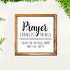 1pc Wooden Framed Words Wall Art Sign, Prayer Changes Things wooden hanging sign, Inspirational Decor with Unique Design, Farmhouse Style Home Room Decoration for Living Room, Bedroom, Office, Unique Gift, Halloween thanksgiving Christmas gifts