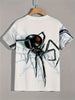 Men's Casual 3D Spider Print T-Shirt, Short Sleeve, Crew Neck, Fashion Streetwear, Breathable Comfy Top, White - Sizes S-XXL