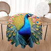 Stain-Resistant Waterproof Peacock Print Round Tablecloth - Perfect for Parties, Home & Outdoor Dining, Durable Polyester, Easy-Care Woven Design, Ideal for Kitchen & Patio Decor