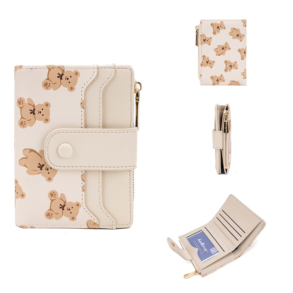 Women's Wallet Short Bear Printed Zipper