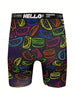 3/5pcs random, creative food graffiti printing, long boxer shorts, breathable, comfortable and high elastic, long boxer swimwear, sports shorts, Men's novel underwear