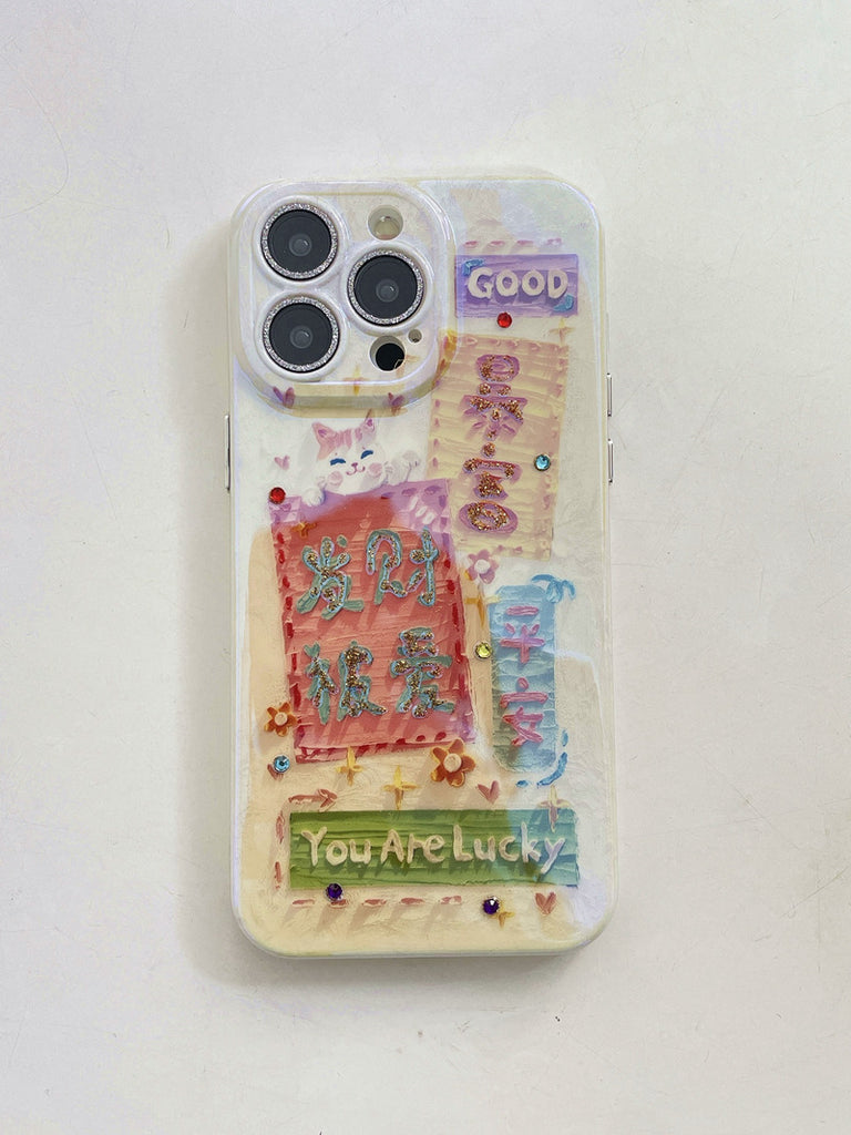 Blue Light Spot Drill Silicone Lens Protector Phone Case