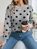 Women's Autumn Winter Knit Long Sleeve Crew Neck Sweater With Dot Pattern, Soft Acrylic Fabric, Elegant Casual Wear