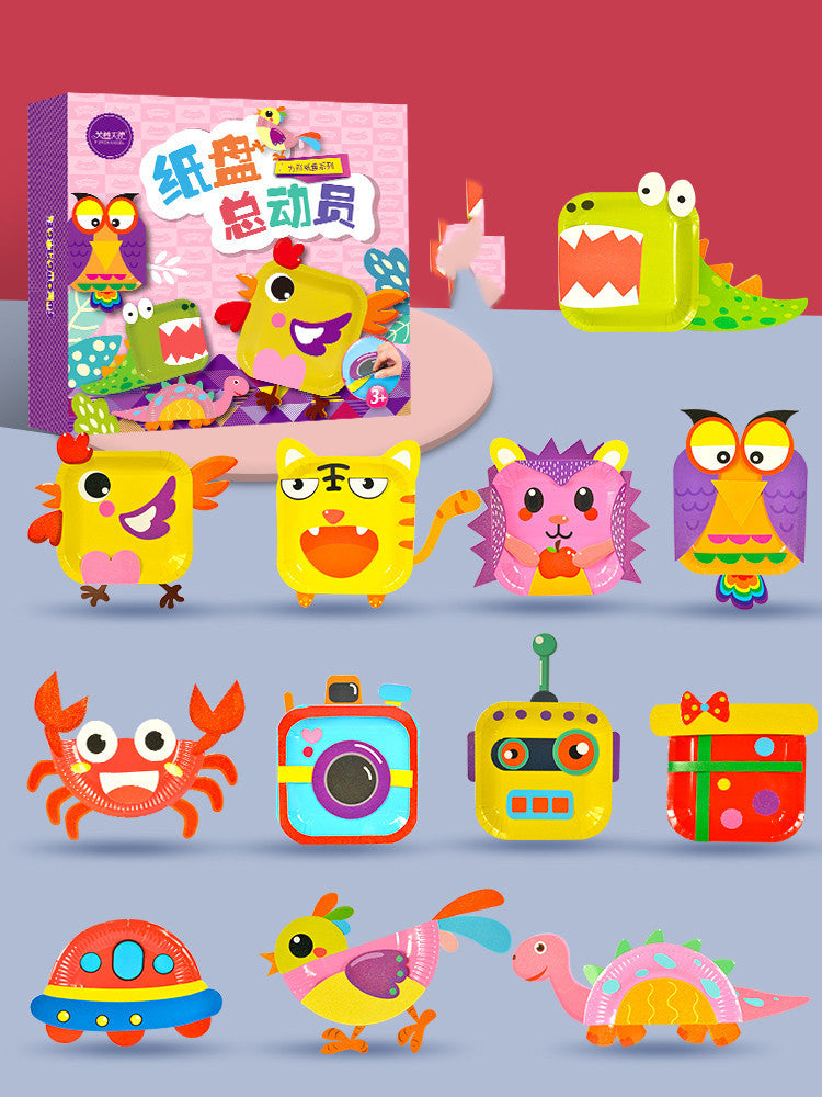 Creative Paper Cups And Plates Stickers For Educational Non-woven Kindergarten Art Area