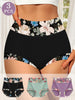 MIOTAN 3pcs High-Waist Shaping Panties for Women - Tummy Control & Butt Lift, Comfort Fit with Elegant Floral Print