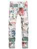 Men's Stylish Graffiti Print Jeans - Casual Cotton Denim, Machine Washable, Loose Fit for All Seasons