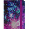 Galaxy-Themed Hardcover Journal with Elastic Band Closure, 160 Pages, Archival Paper, Rainbow Highlights - Daily Office Supplies