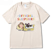 Cute Cartoon Printed Loose All-match Summer Round Neck Niche Pure Cotton Top T-shirt With Short Sleeves