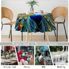 Stain-Resistant Waterproof Peacock Print Round Tablecloth - Perfect for Parties, Home & Outdoor Dining, Durable Polyester, Easy-Care Woven Design, Ideal for Kitchen & Patio Decor