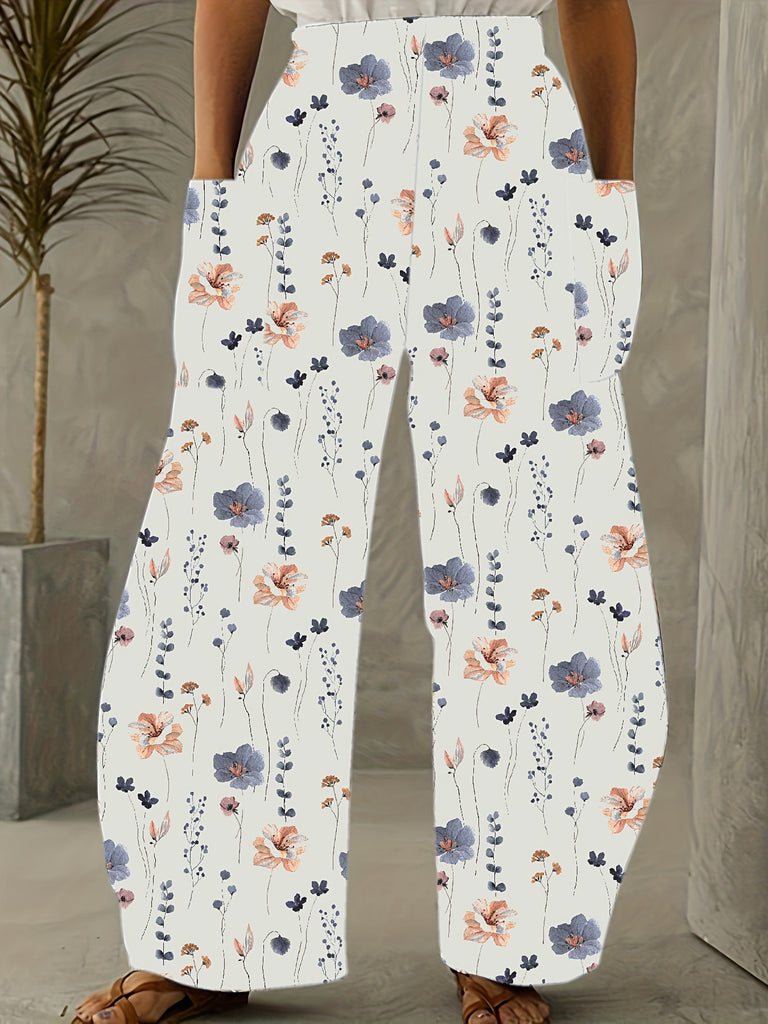 Christmas Snowflake Print Wide Leg Pants - Comfortable, Casual, Everyday Wear for Women, Festive Holiday Clothing, Relaxed Fit, Stylish Bottoms