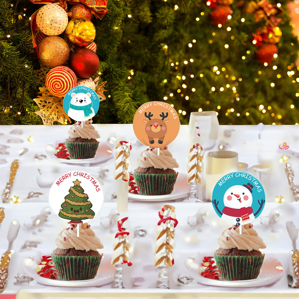 12 PCs A Set Christmas Party Decoration Cake Paper Cups Inserts