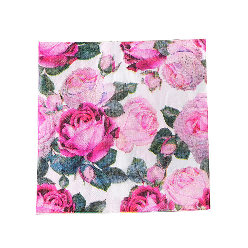 Chinese Rose Printed Napkin Paper Tissue Western Restaurant