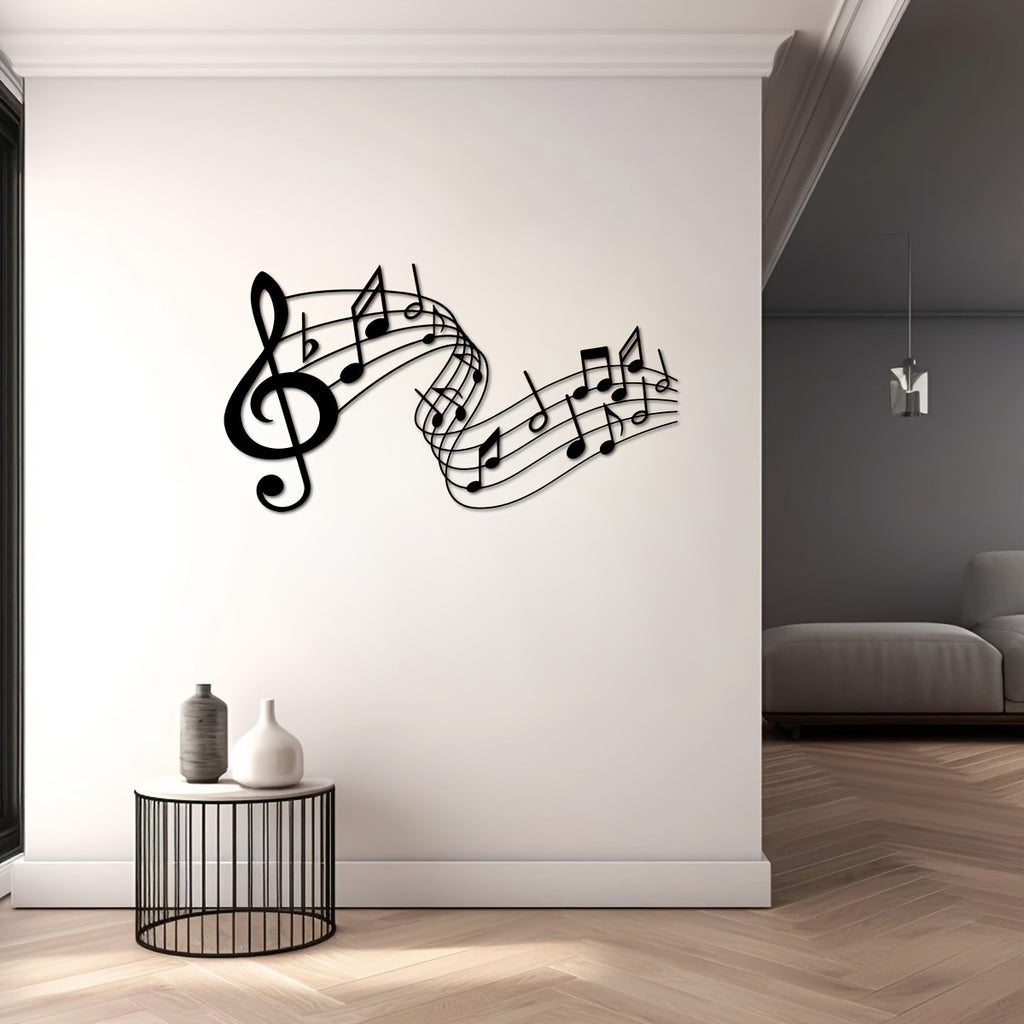 Unique Music Notes Metal Wall Art - 15.75" x 8.61" Minimalist Sculpture, Modern Home Decor, Creative Gift for Musicians and Housewarming