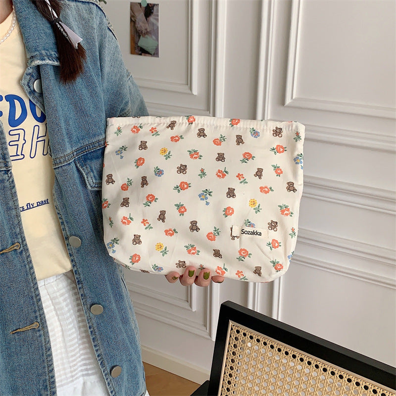 Floral Cotton Artistic Cosmetic Bag Women