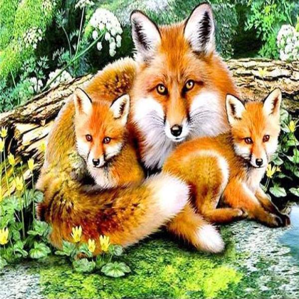 Fox Family 5D Diamond Painting Kit