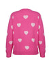 Valentine's Day Heart Pattern Sweater, Sweet Crew Neck Long Sleeve Pullover Knitted Top, Women's Clothing