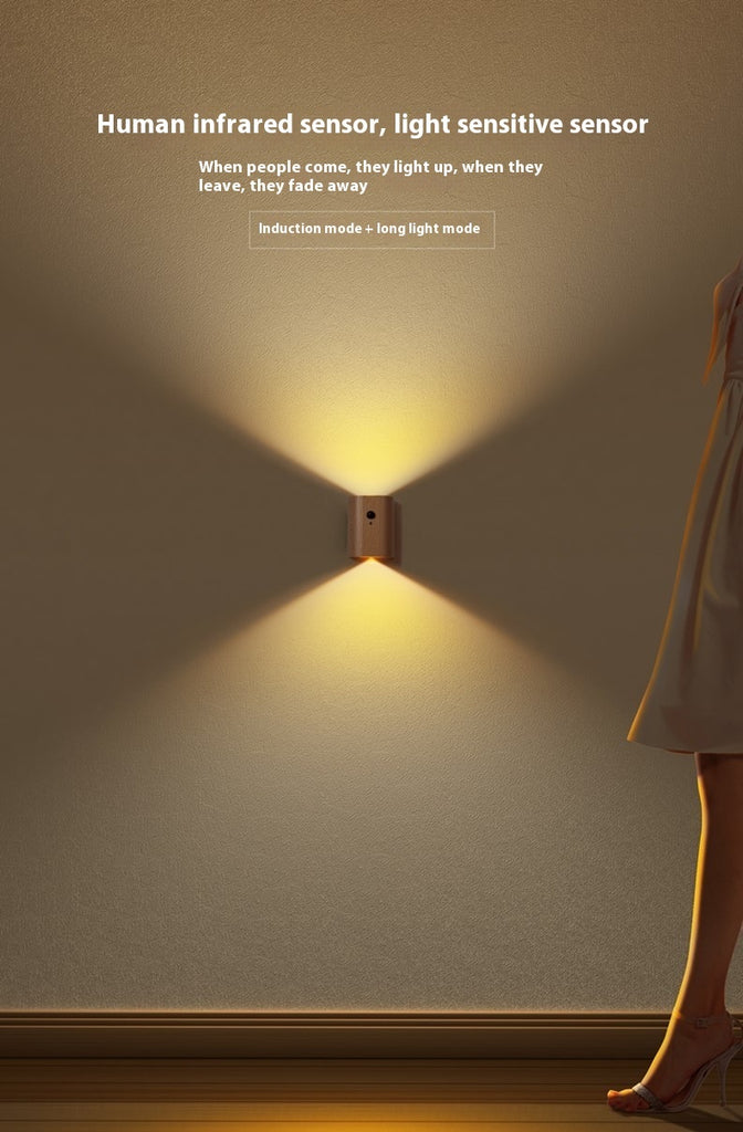 Solid Wood Pattern Linkage Human Body Induction LED Light