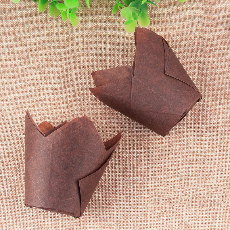 Household Oil And High Temperature Resistant Solid Color Tulip Cake Paper Cups