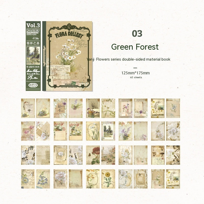 Double-sided Material Journal Book Retro Collage Background Note Paper