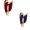 Stitching Solid Color  Beach Dress Suspender One-piece Skirt