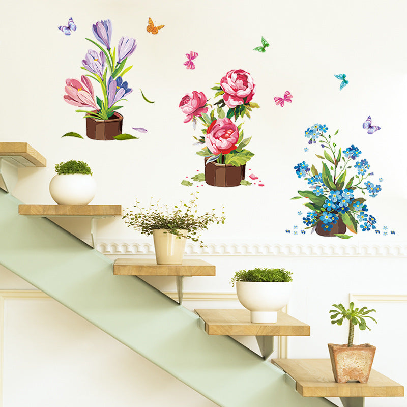 Creative Wall Decorations Plants Potted Wall Stickers