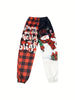 Women's Festive Christmas Snowman Print Joggers - Casual Elastic Waist, Cozy Fleece-Lined Sweatpants with Pockets for Fall/Winter