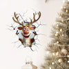 Modern 3D Reindeer Wall Sticker - Cartoon Pattern, Self-Adhesive, Reusable, Irregular Shape, Multi-Surface Mount, Plastic, No Electricity or Battery Needed, Ideal for Christmas Home Decor