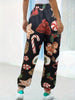 Christmas Print Slant Pockets Pants, Casual Loose Jogger Pants For Holiday, Women's Clothing