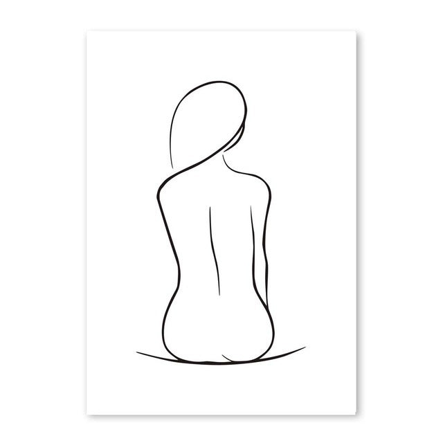 Creative Line Art Character Living Room Decoration Painting Simple Modern Frameless
