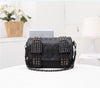 Fashion Women Black Leather Messenger Bags&wallet