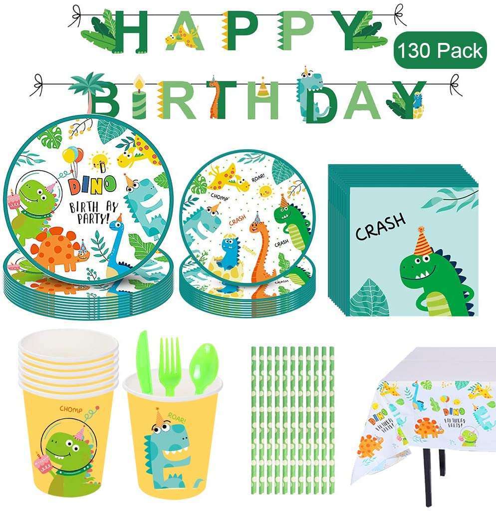 Dinosaur Children's Paper Plate Paper Cup Arrangement Props Party Decoration Tableware Set